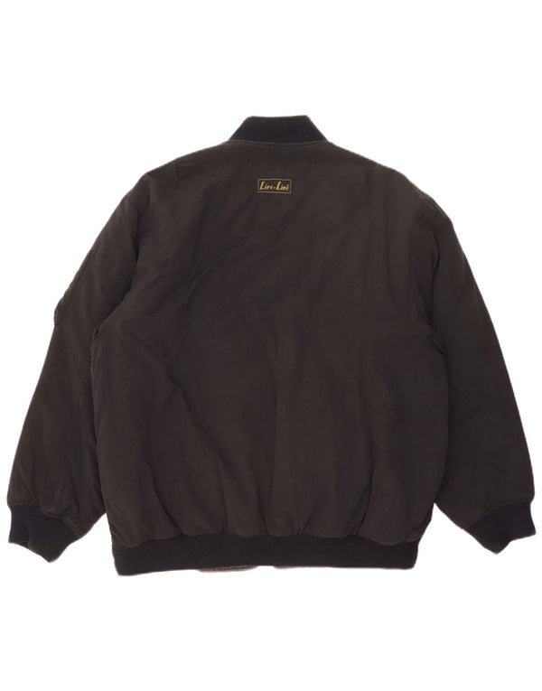 Jaqueta bomber masculina Life Line UK 38 lã colorblock cinza médio