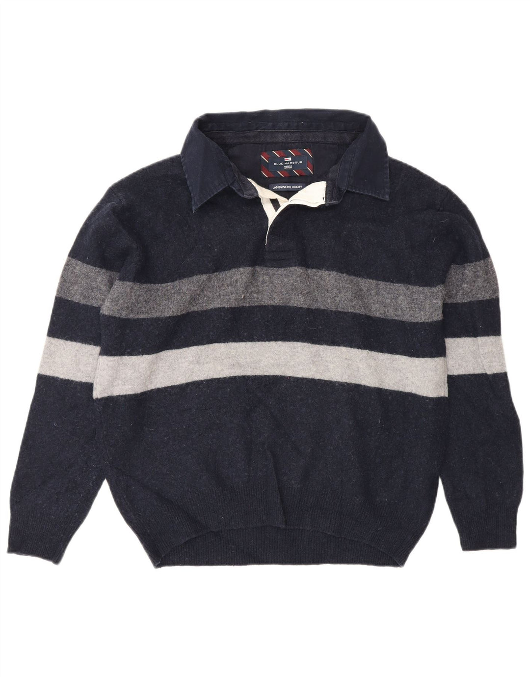 Suéter masculino Marks & Spencer Blue Harbour com gola polo azul marinho grande
