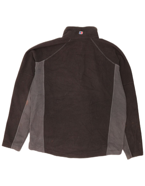 Berghaus Suéter masculino de lã com zíper e gola grande em poliéster colorblock preto