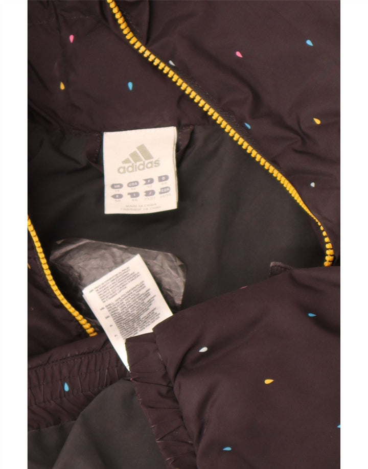 Jaqueta acolchoada com capuz feminina Adidas UK 14 poliéster manchado preto médio