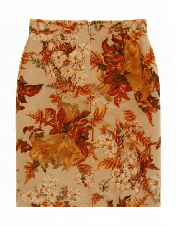 Saia lápis feminina de cintura alta Jungle Kenzo IT 38 XS W24 bege floral