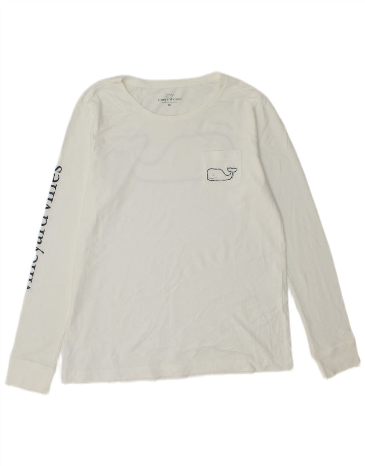 VINEYARD VINES Top gráfico masculino manga longa médio algodão branco