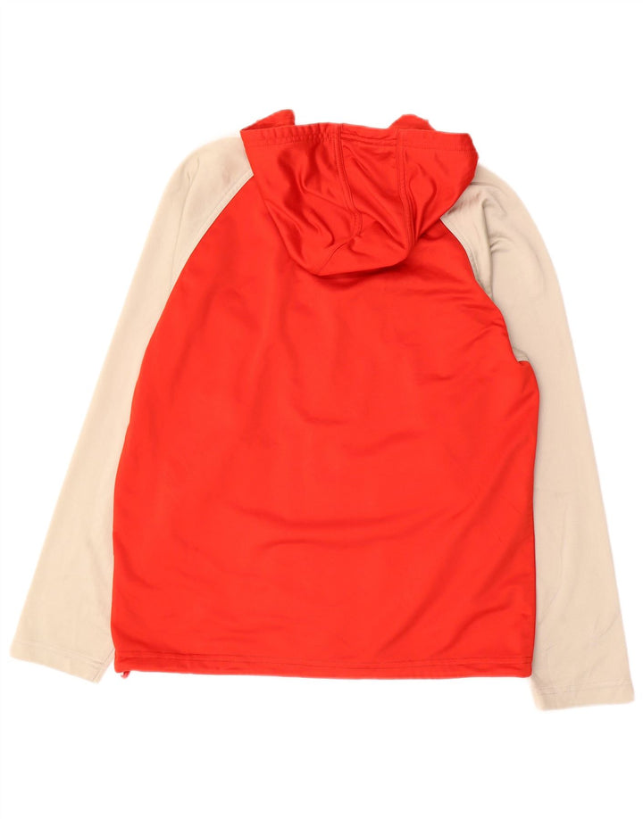 ADIDAS Suéter com capuz gráfico com zíper masculino 13-14 anos vermelho bloco colorido