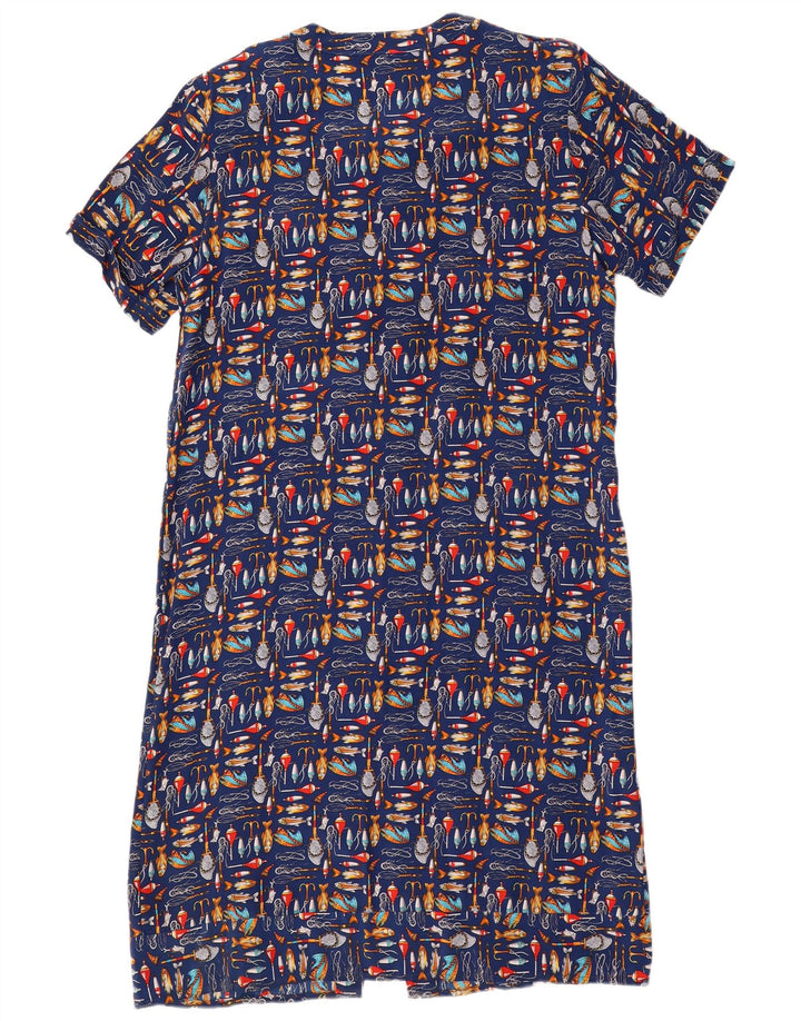 Karel vestido camisa feminino com estampa abstrata Reino Unido 14 médio azul marinho