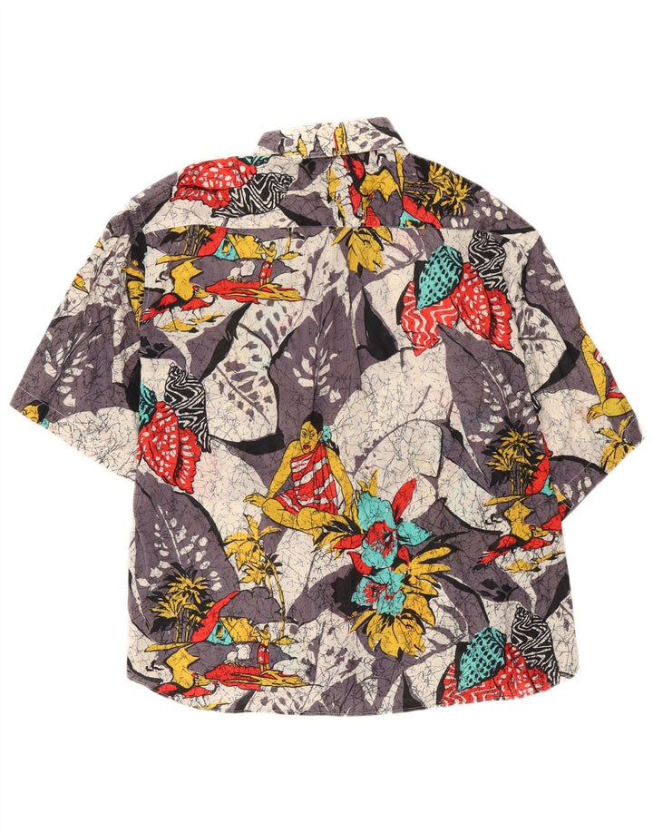 Camisa masculina vintage manga curta média floral multicolorida