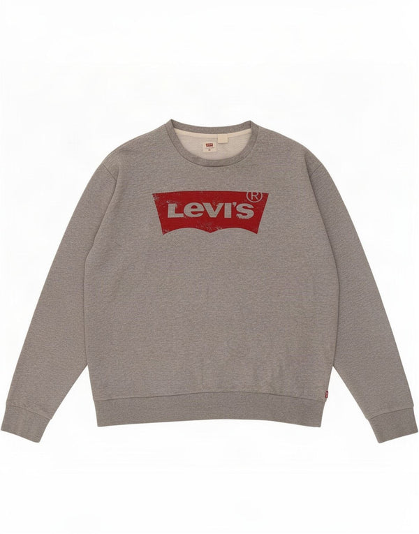 Moletom gráfico masculino Levi's Jumper 2XL algodão manchado cinza