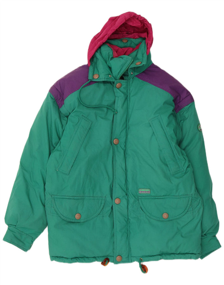 Jaqueta acolchoada masculina Diadora UK 36 poliéster colorblock verde pequeno