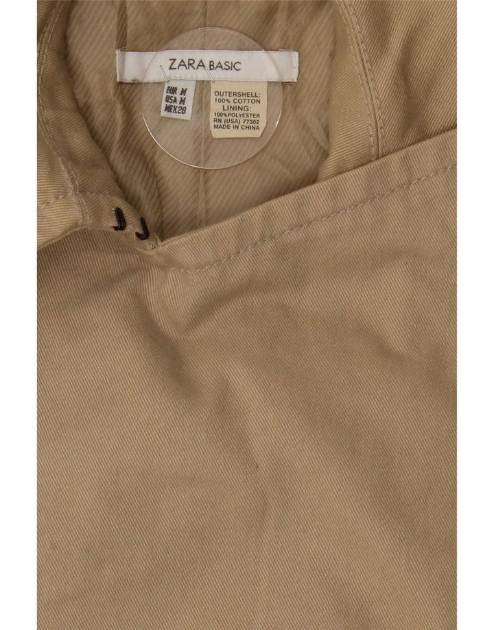 Casaco trench feminino Zara com peito duplo Reino Unido 14 algodão bege médio