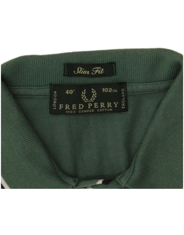 Camisa polo masculina Slim Fit Fred Perry de algodão verde médio