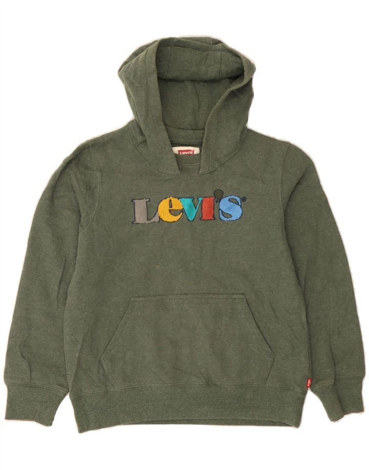 LEVI'S Boys Graphic Hoodie Jumper 11-12 Years Green Cotton Vintage Levi's and Second-Hand Levi's from Messina Hembry 