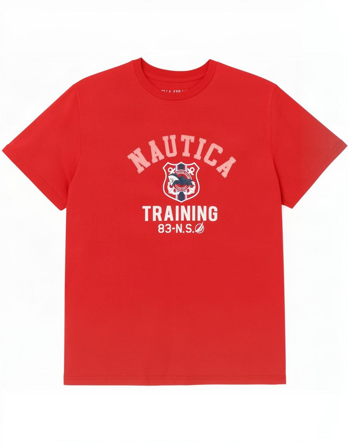 Camiseta masculina gráfica Nautica Top grande de algodão vermelho