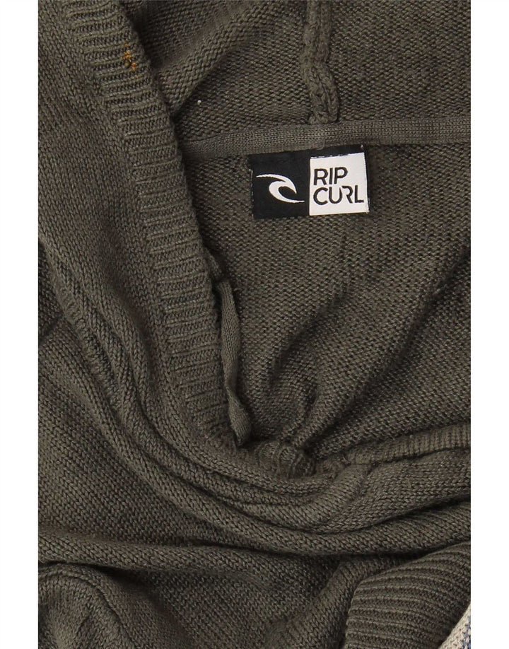 Suéter cardigã masculino com capuz Rip Curl listrado cinza médio