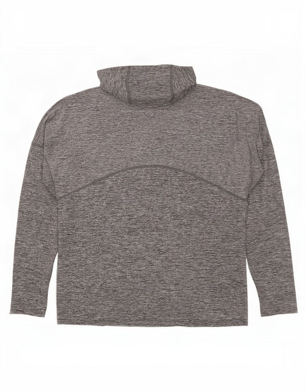 Top gráfico Nike masculino Dri Fit com capuz manga comprida grande cinza manchado