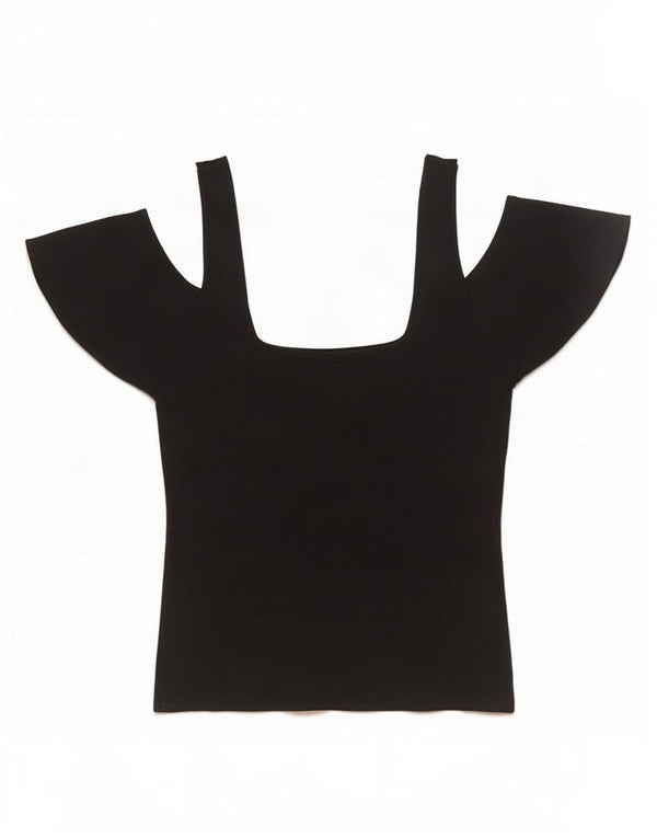 Topshop feminino sem ombro UK 10 viscose preta pequena
