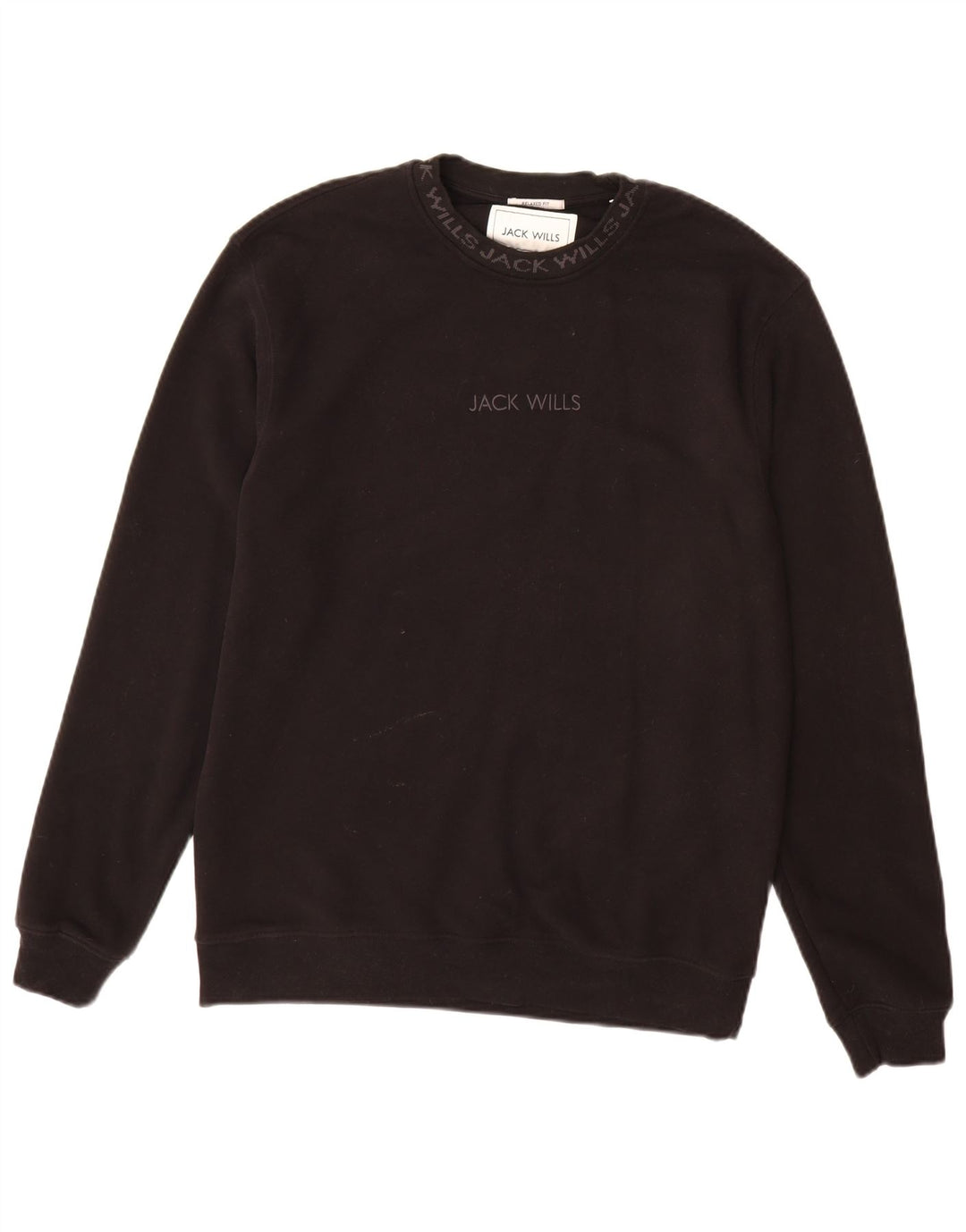 JACK WILLS Mens Relaxed Fit Sweatshirt Jumper Medium Black Cotton