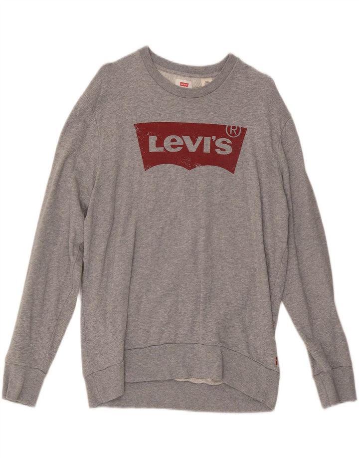 LEVI'S Mens Graphic Sweatshirt Jumper Medium Grey Cotton Vintage Levi's and Second-Hand Levi's from Messina Hembry 