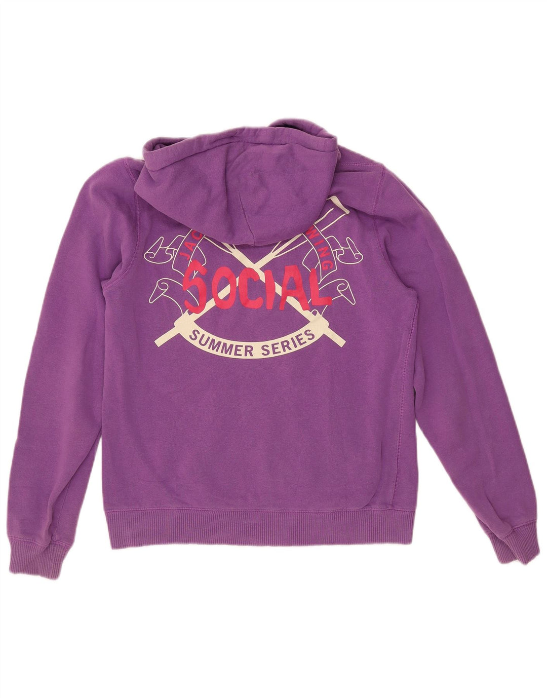 Jumper feminino com capuz gráfico JACK WILLS Reino Unido 14 grande roxo