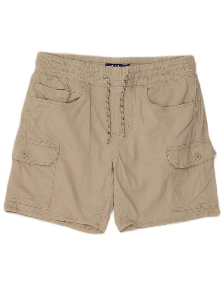 IZOD Mens Slim Fit Cargo Shorts Pequeno W29 Algodão Bege