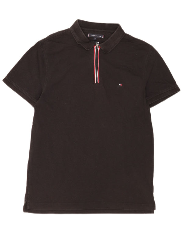 Camisa polo masculina Tommy Hilfiger Slim Fit médio algodão preto
