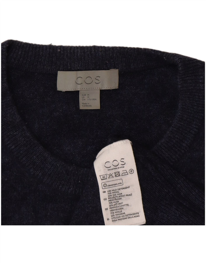 Suéter masculino Cos com gola redonda e lã azul marinho médio