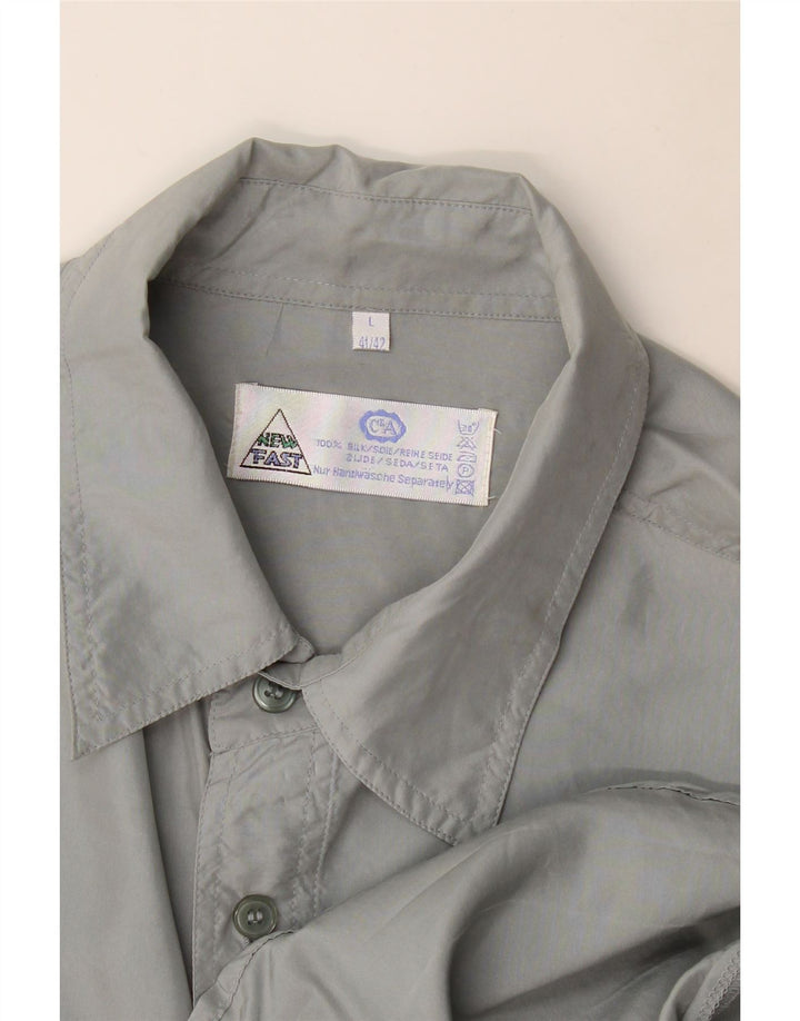 Novo Camisa de manga curta masculina rápida tamanho 41/42 grande cinza seda