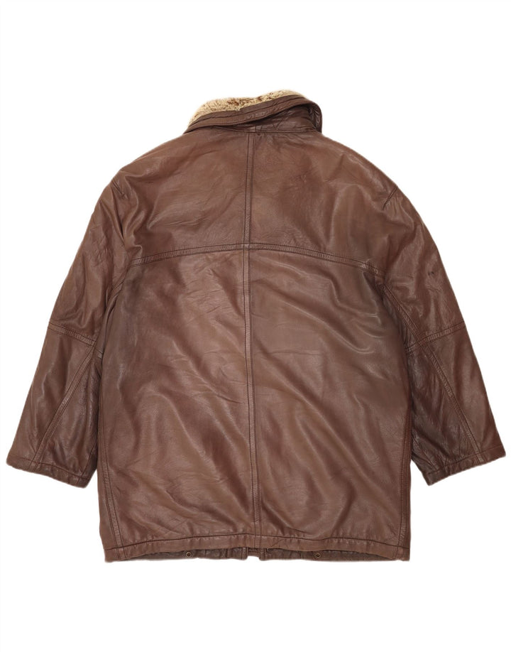 Casaco de couro masculino vintage EU 48 couro marrom médio