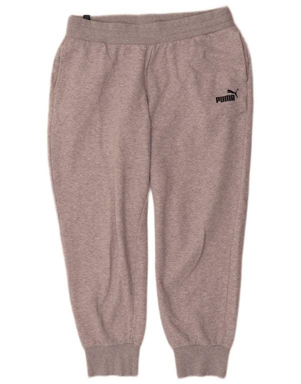 Calça de treino feminina Puma Joggers UK 14 grande cinza manchado de algodão