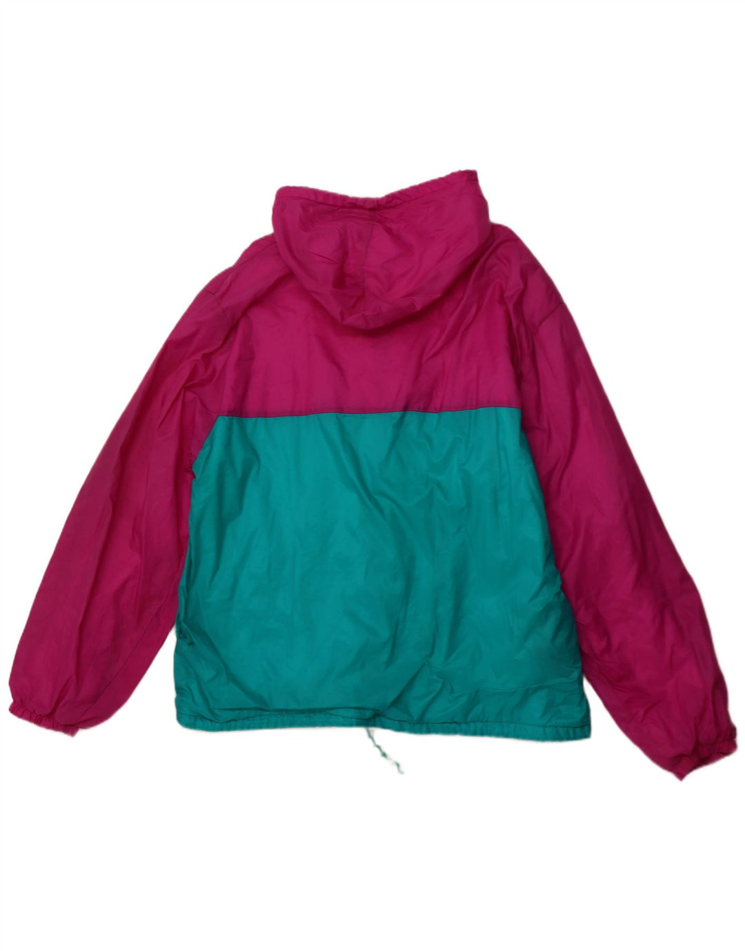 Jaqueta de chuva masculina VINTAGE com capuz UK 42 XL rosa Colourblock poliamida