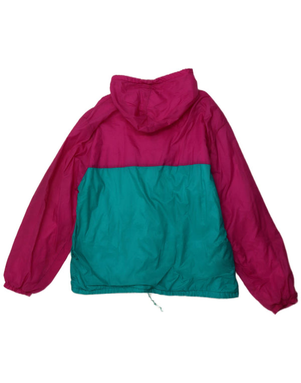 Jaqueta de chuva masculina VINTAGE com capuz UK 42 XL rosa Colourblock poliamida