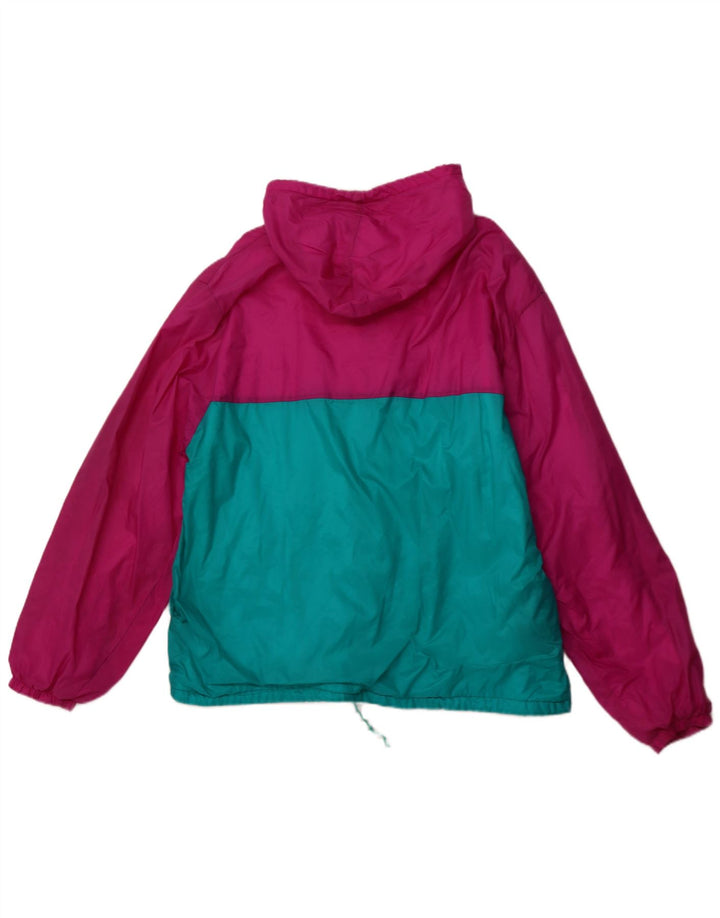 Jaqueta de chuva masculina VINTAGE com capuz UK 42 XL rosa Colourblock poliamida