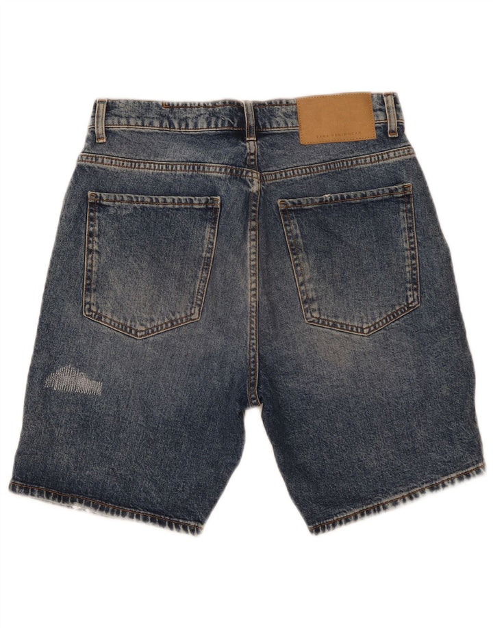 Zara Shorts jeans masculino desgastado UE 40 médio W31 algodão azul