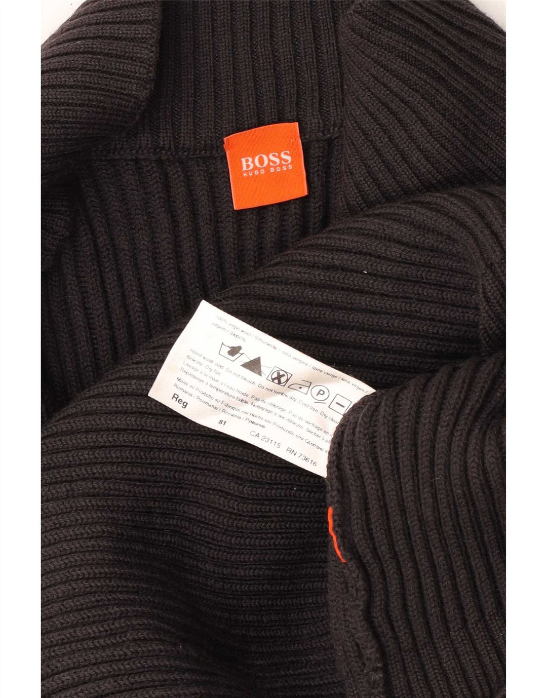 Suéter cardigã masculino Hugo Boss lã virgem cinza médio