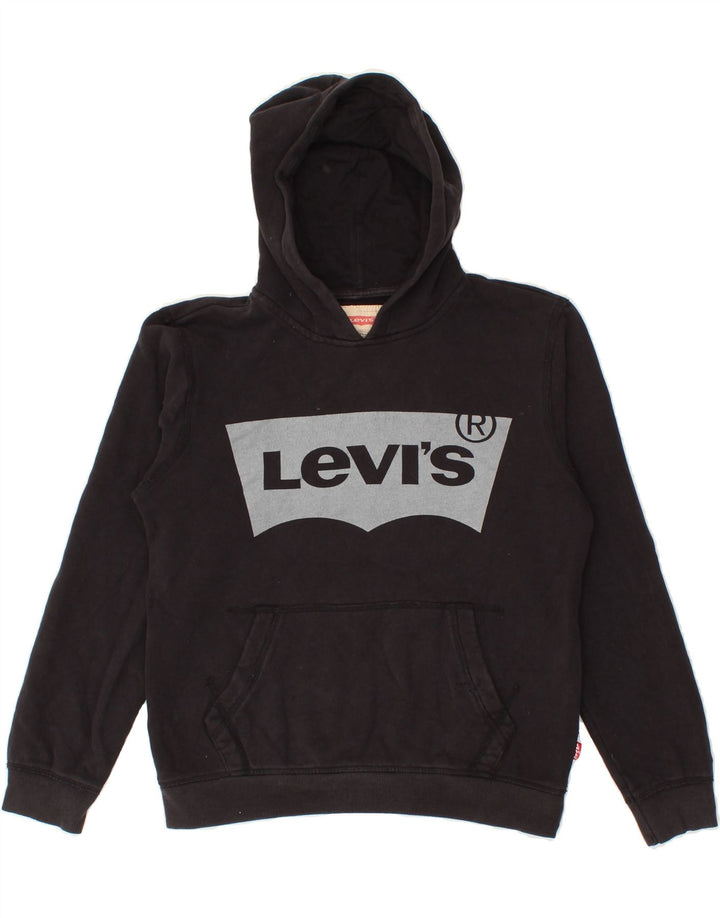 LEVI'S Boys Graphic Hoodie Jumper 13-14 Years Black Cotton Vintage Levi's and Second-Hand Levi's from Messina Hembry 