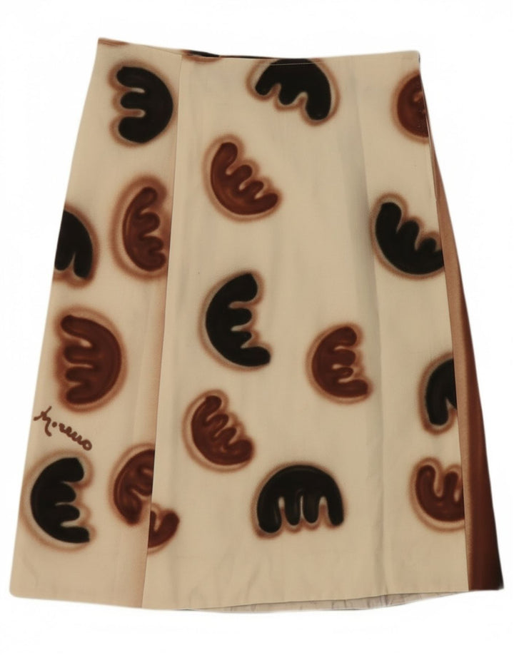 Saia vintage feminina linha A W30 bloco colorido branco médio