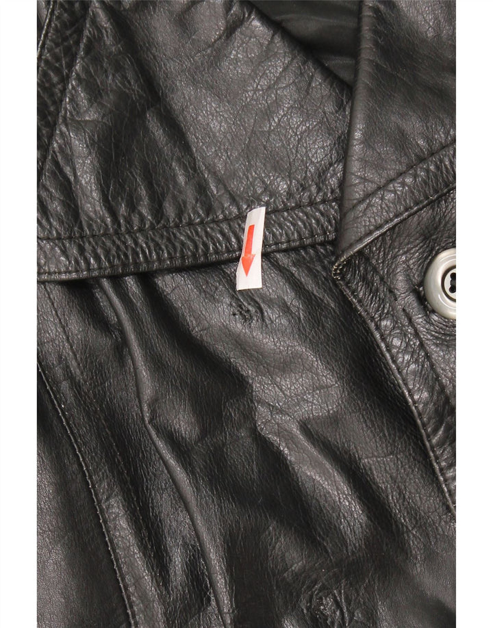 Casaco de couro masculino vintage UK 40 grande couro preto