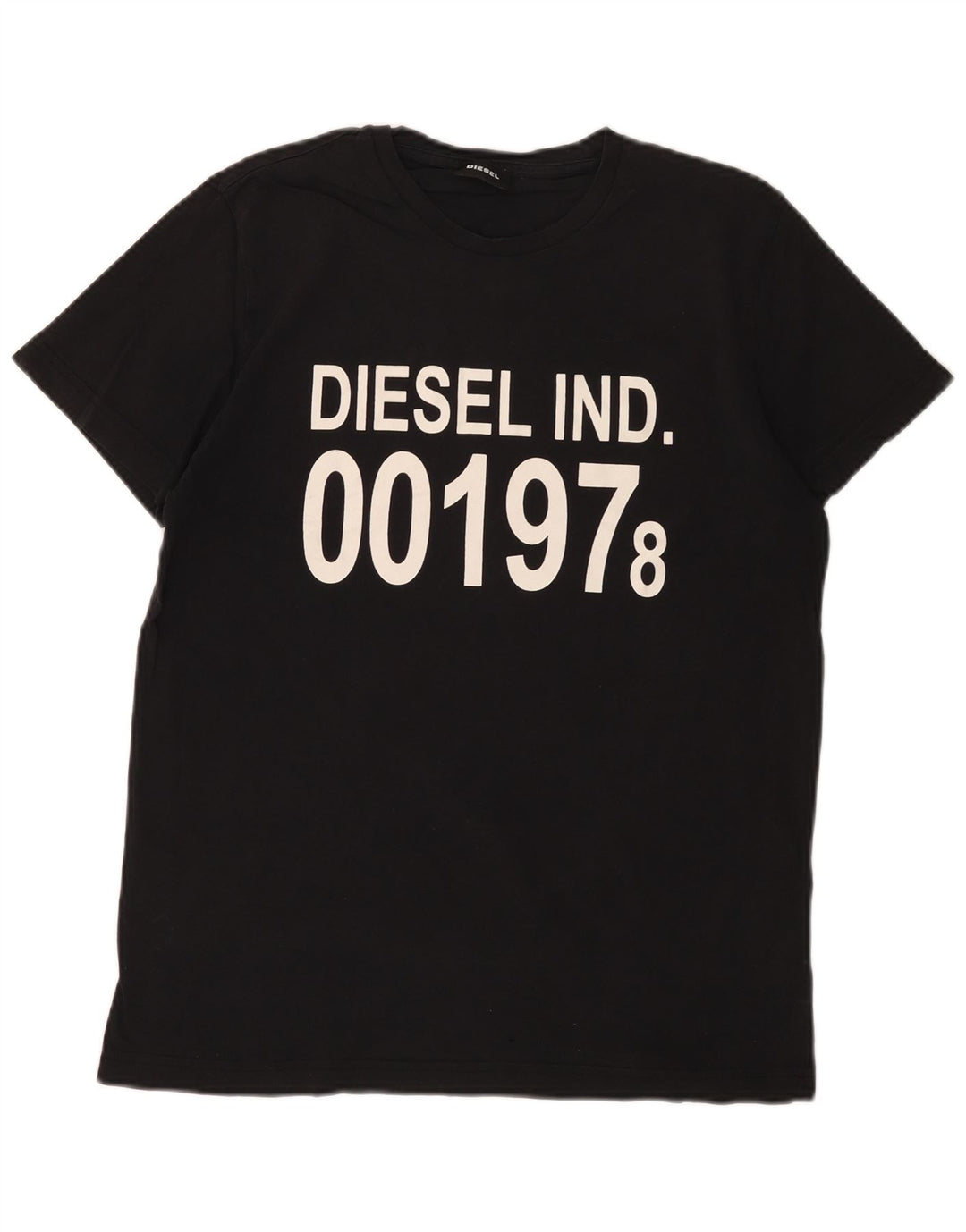 DIESEL Camiseta masculina gráfica Top médio algodão preto