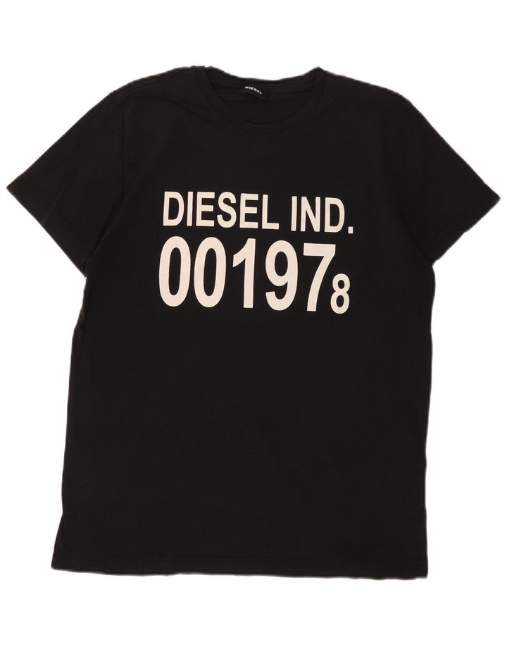 DIESEL Camiseta masculina gráfica Top médio algodão preto