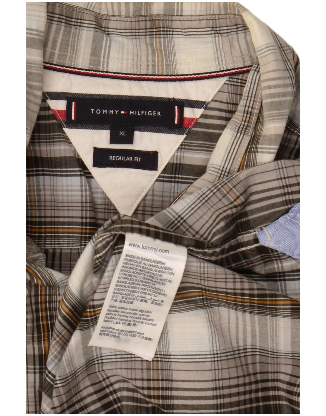 Camisa masculina Tommy Hilfiger Regular Fit XL cinza xadrez algodão