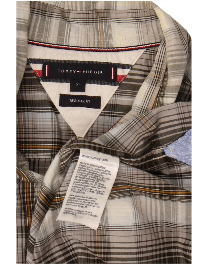 Camisa masculina Tommy Hilfiger Regular Fit XL cinza xadrez algodão