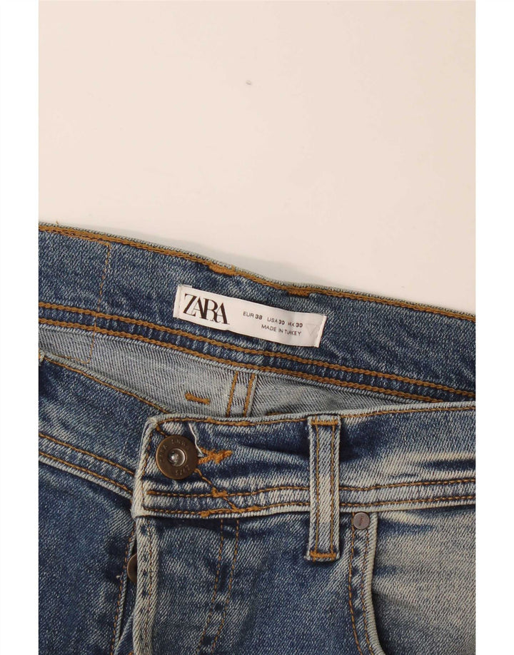Zara Mens Jeans Slim Distressed EU 38 Pequeno W30 L30 Azul