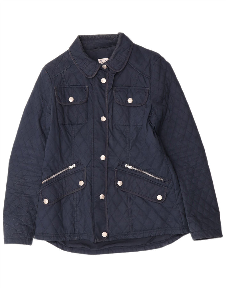 Jaqueta acolchoada feminina de ajuste regular da Crew Clothing UK 10 pequena azul marinho