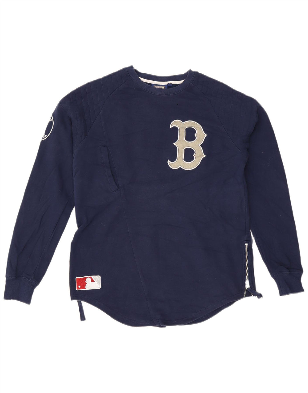 Majestic feminino gráfico moletom jumper UK 10 pequeno azul marinho