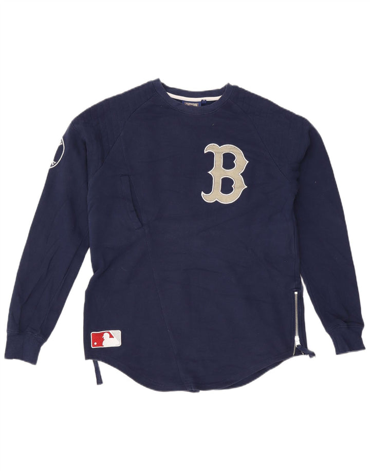 Majestic feminino gráfico moletom jumper UK 10 pequeno azul marinho