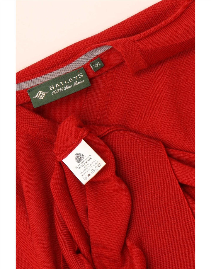 Suéter masculino Baileys com decote em V 2XL vermelho lã nova