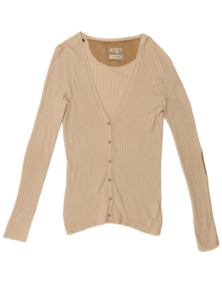 Suéter cardigã feminino Massimo Dutti Reino Unido 16 grande algodão bege