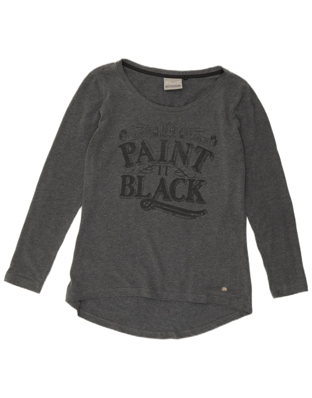 Camiseta feminina CHAMPION Heritage Fit com estampa gráfica UK 14 grande cinza