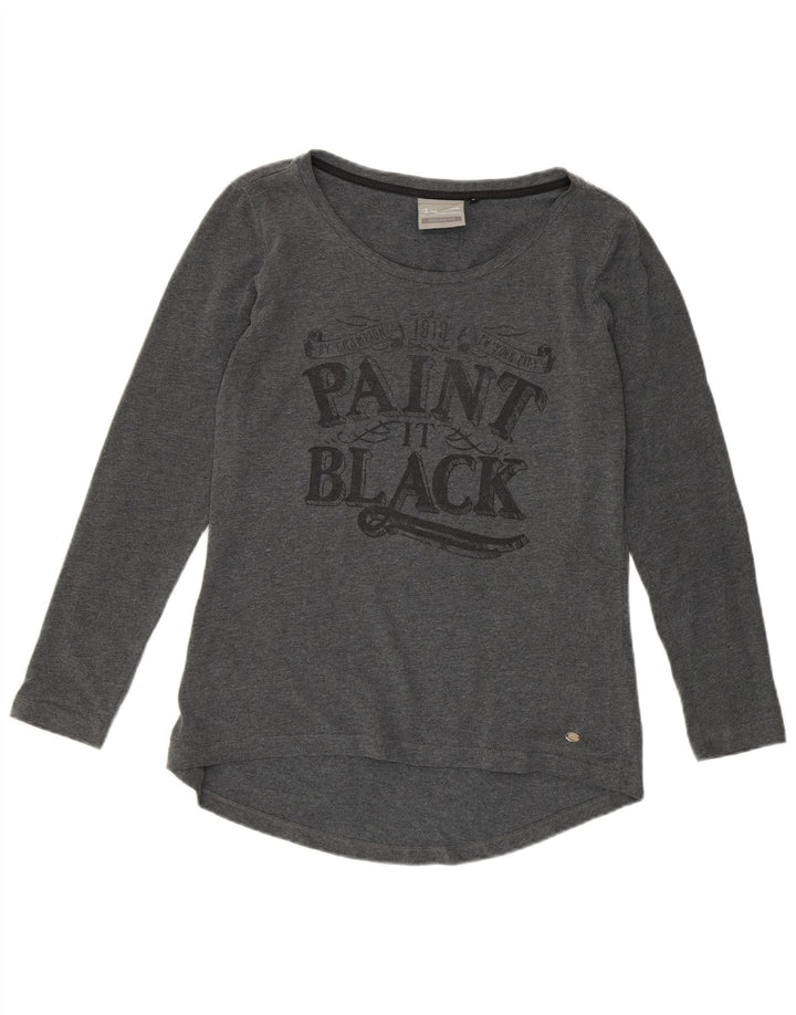 Camiseta feminina CHAMPION Heritage Fit com estampa gráfica UK 14 grande cinza