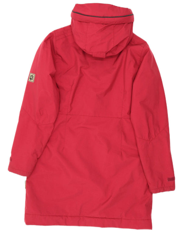 Casaco corta-vento feminino com capuz Jack Wolfskin Reino Unido 10 pequeno poliéster vermelho