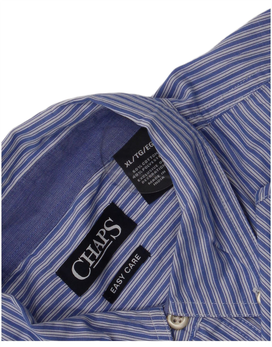 Camisa masculina Chaps Easy Care XL algodão listrado azul