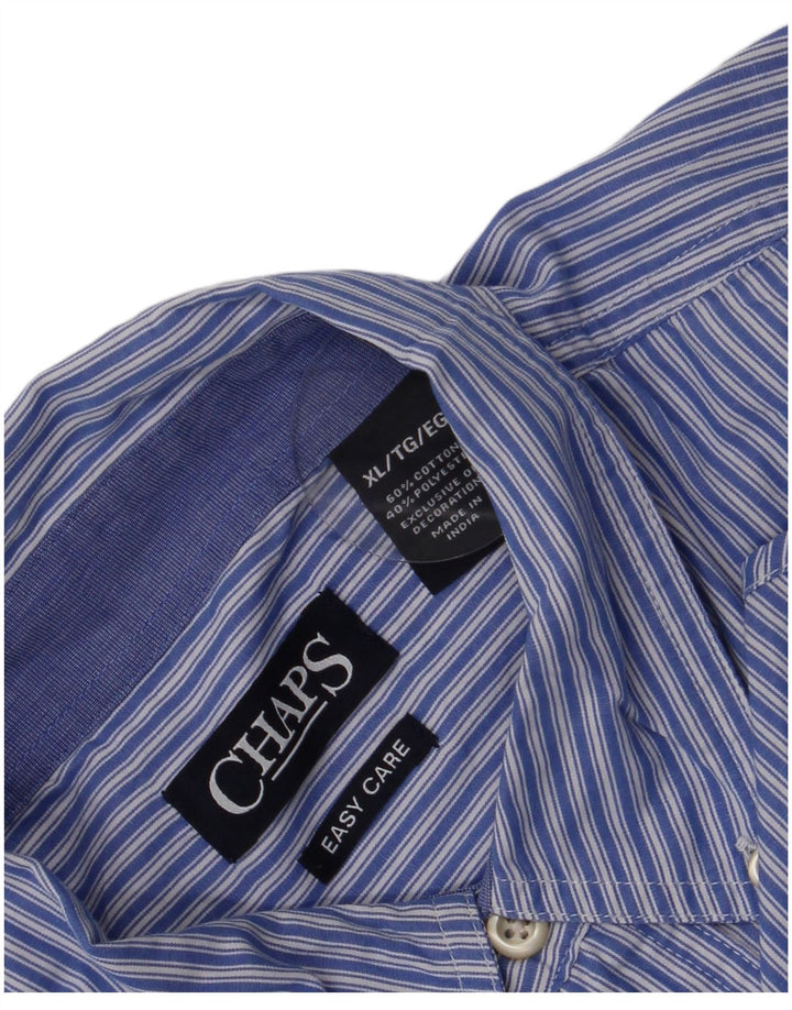 Camisa masculina Chaps Easy Care XL algodão listrado azul